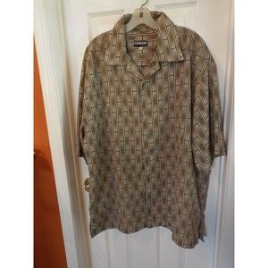 Mench Platinum NY XXL Button Down Short Sleeve Geo Pattern Shirt